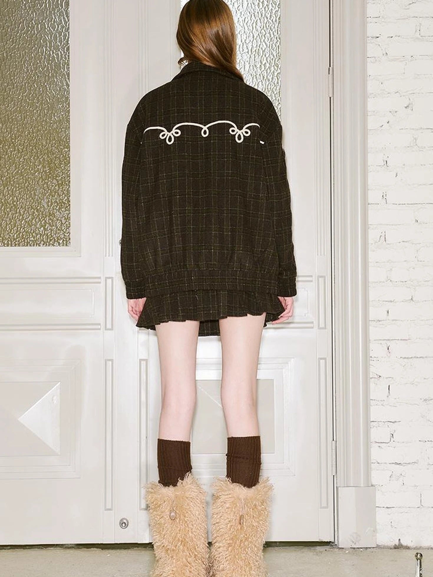 Vintage Leopard Knit Set Cardigan Skirt