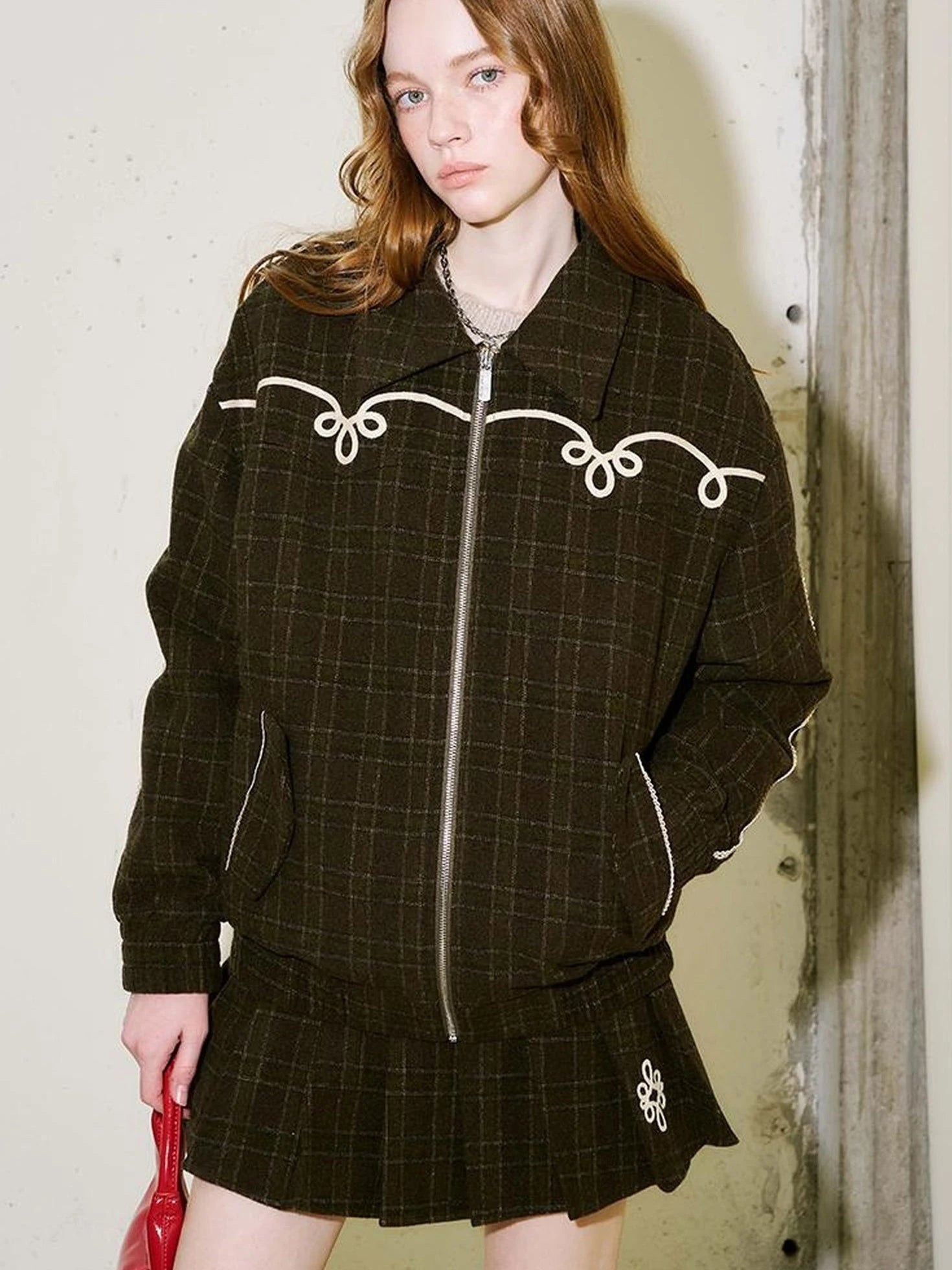 Vintage Leopard Knit Set Cardigan Skirt