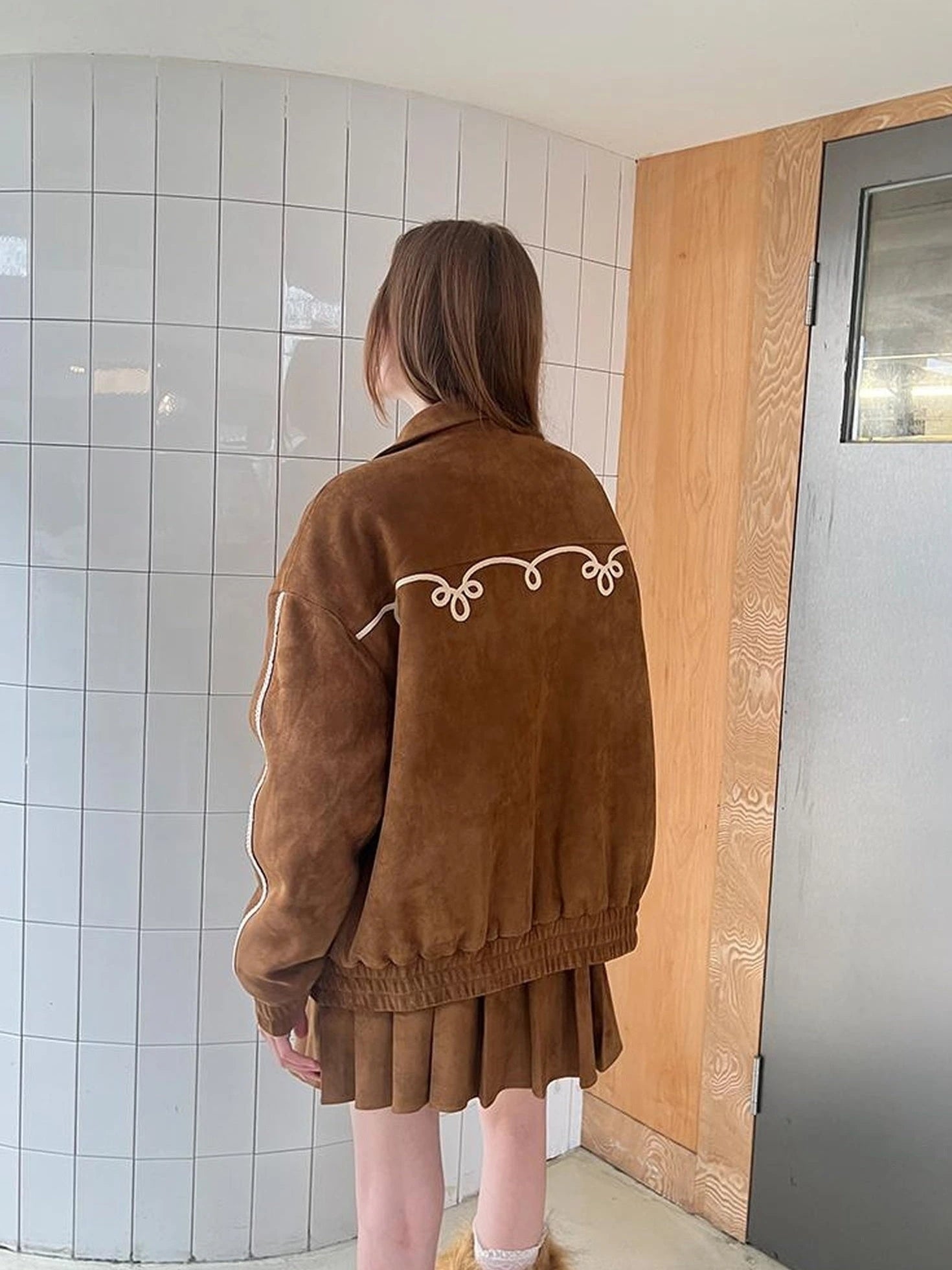 Vintage Leopard Knit Set Cardigan Skirt