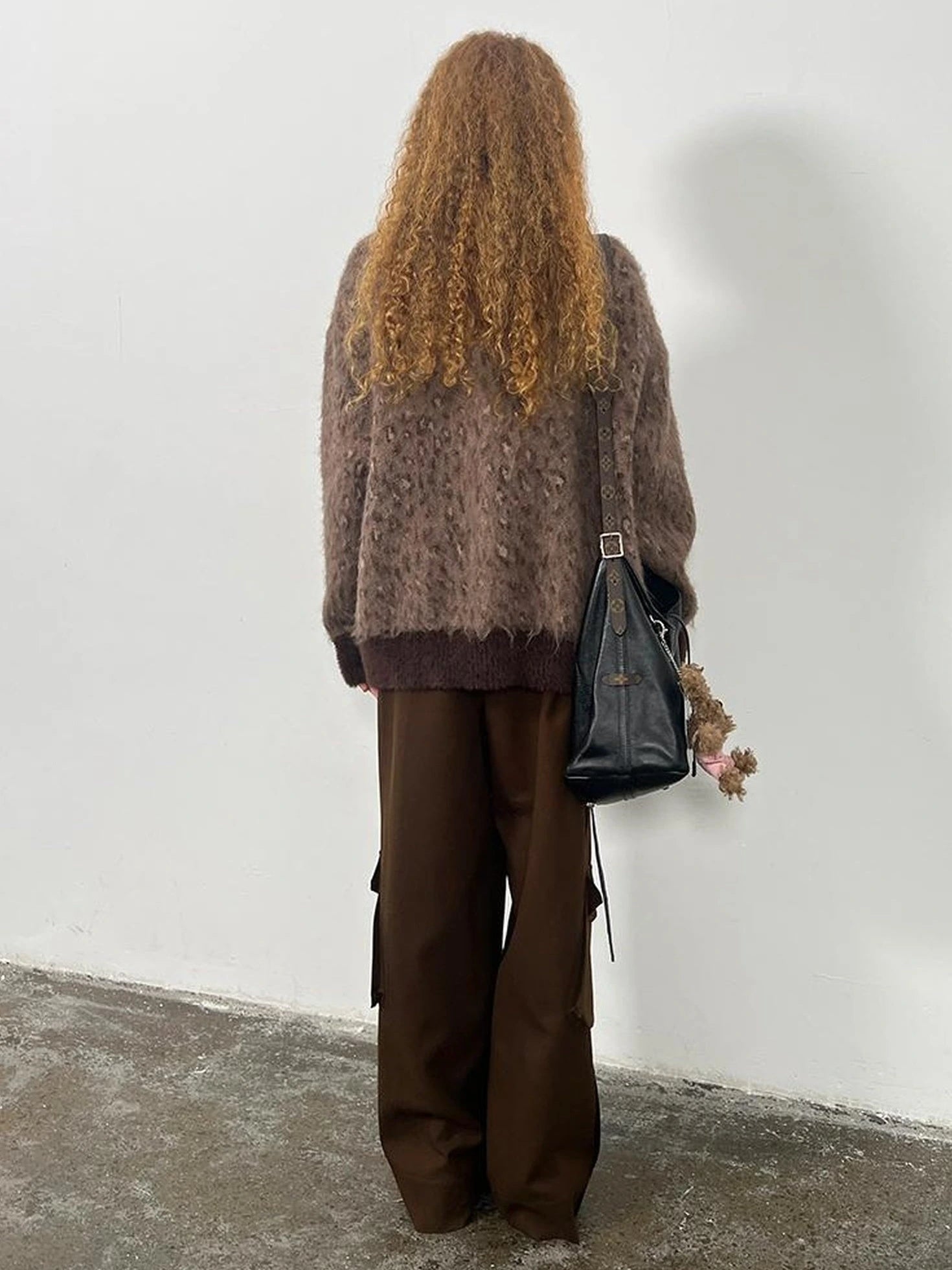 Vintage Leopard Knit Set Cardigan Skirt