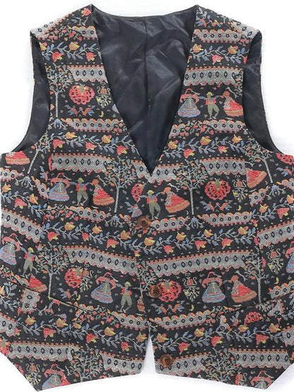 Vintage Linen Cotton Relaxed Waistcoat In Earthy Tones