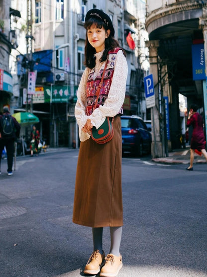 Vintage Linen Cotton Relaxed Waistcoat In Earthy Tones
