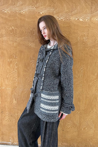 DIDDI MODA Vintage Loop Hooded Wool Coat