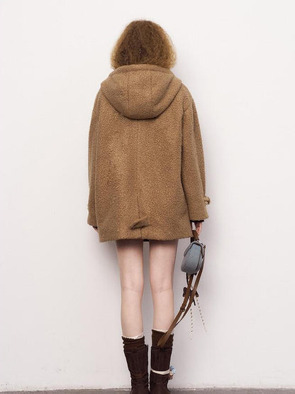 DIDDI MODA Vintage Loop Hooded Wool Coat