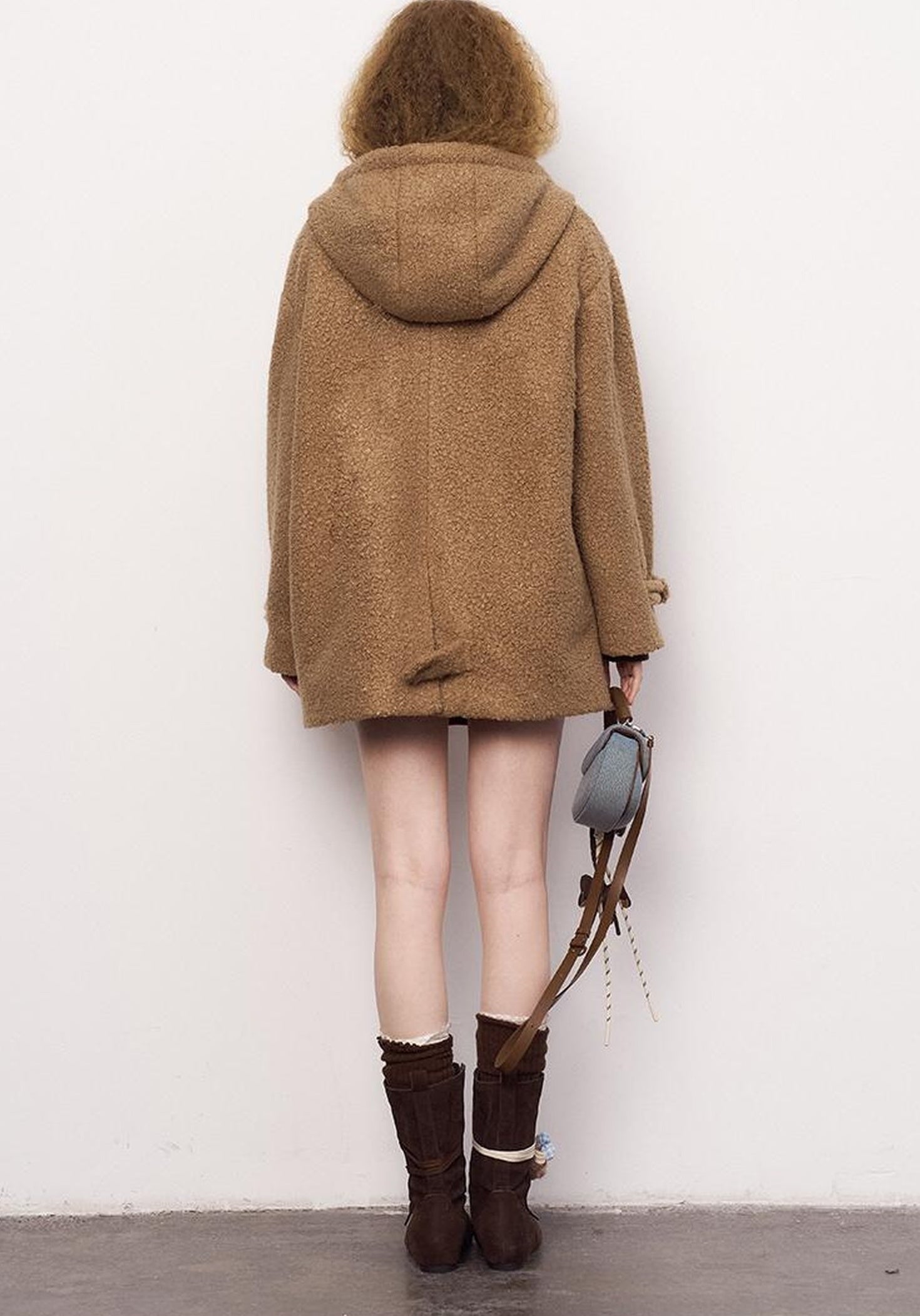 DIDDI MODA Vintage Loop Hooded Wool Coat