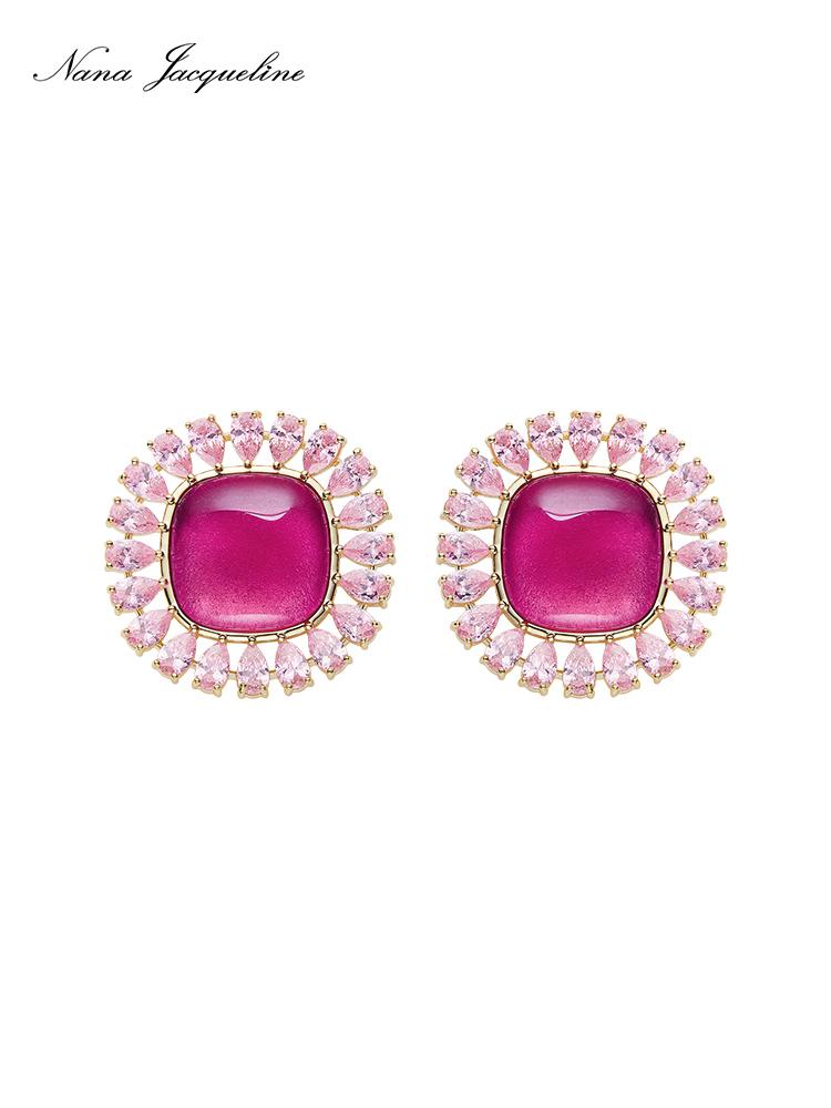 Vintage Luxe Pink Rose Earrings for Women Jewelry
