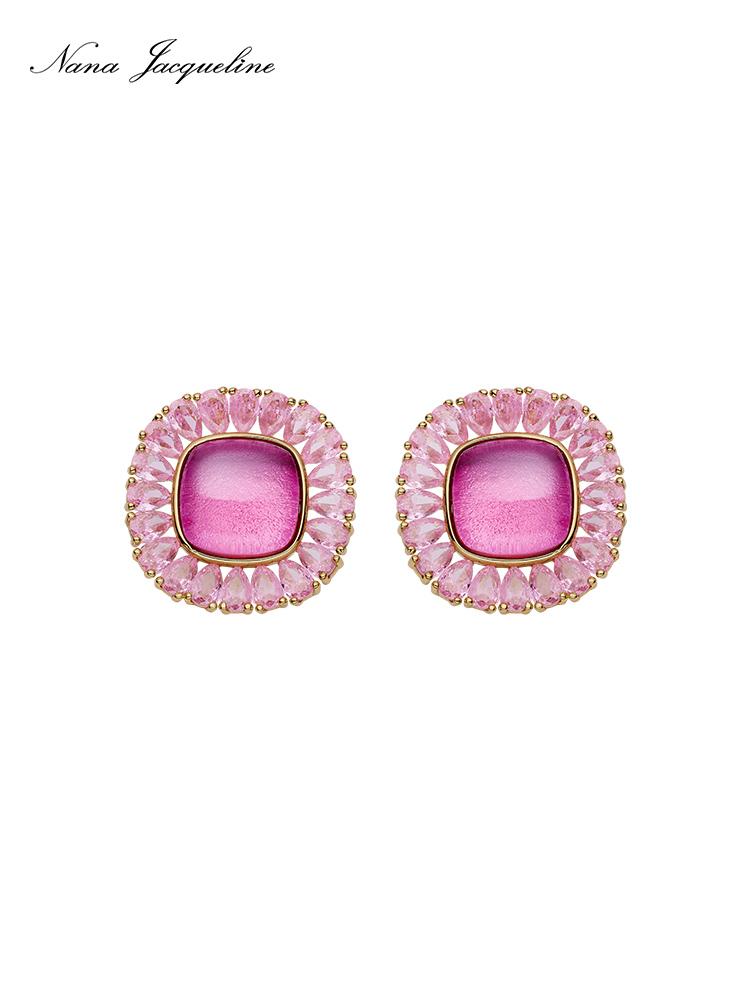 Vintage Luxe Pink Rose Earrings for Women Jewelry