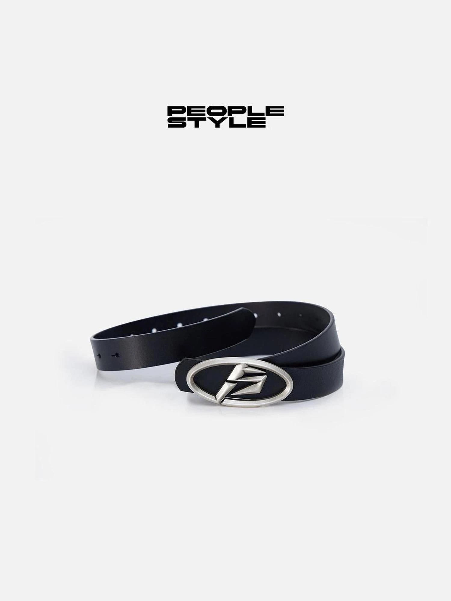 Vintage Matte Silver Toned Full Grain Leather Unisex Belt