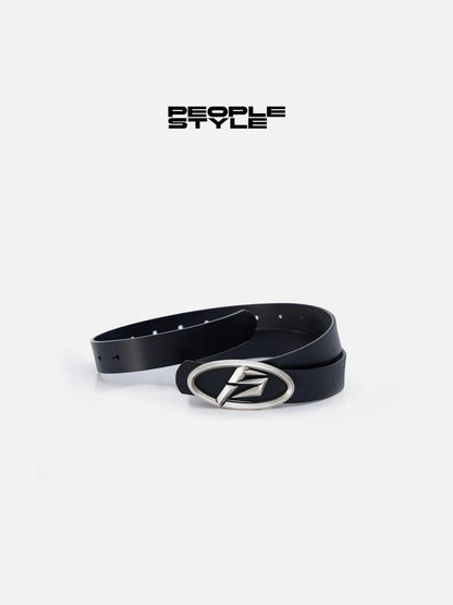 Vintage Matte Silver Toned Full Grain Leather Unisex Belt