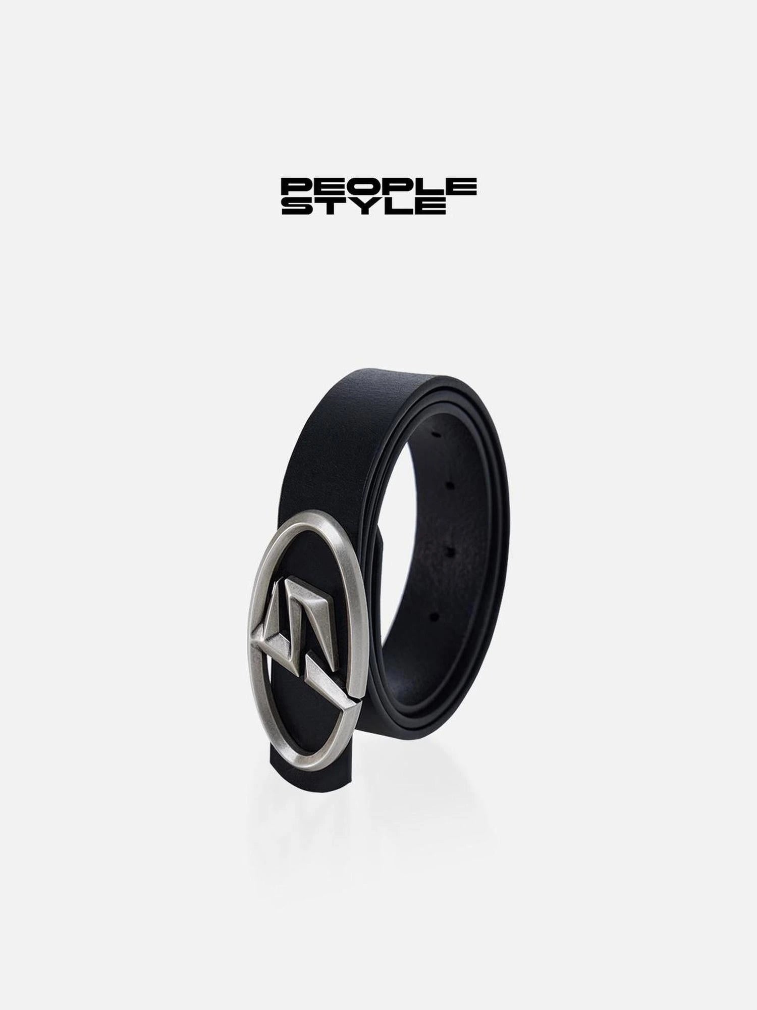 Vintage Matte Silver Toned Full Grain Leather Unisex Belt