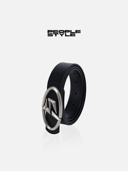 Vintage Matte Silver Toned Full Grain Leather Unisex Belt