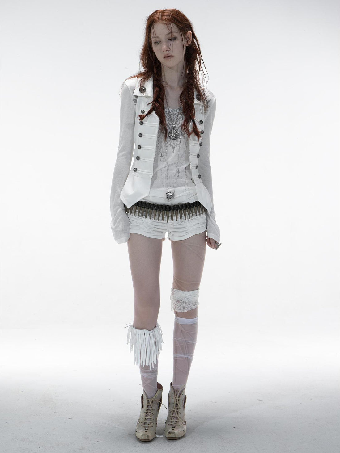 DoublePunch Vintage Metal Button Zip Vest For Women Slim Waist Vests