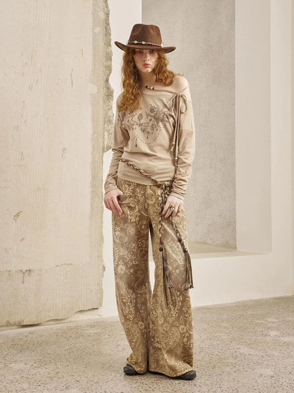 Vintage Paisley Washed Straight Leg Jeans