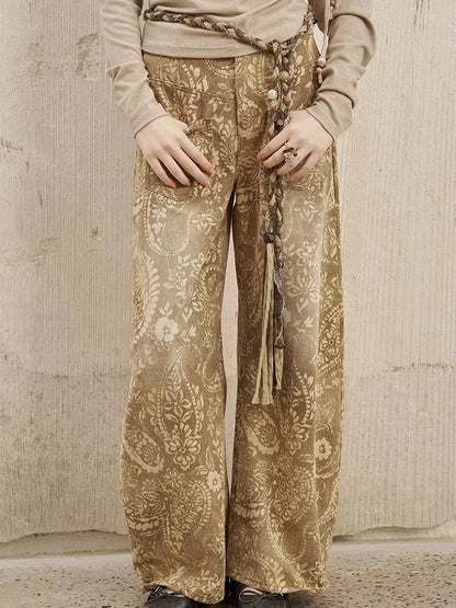Vintage Paisley Washed Straight Leg Jeans
