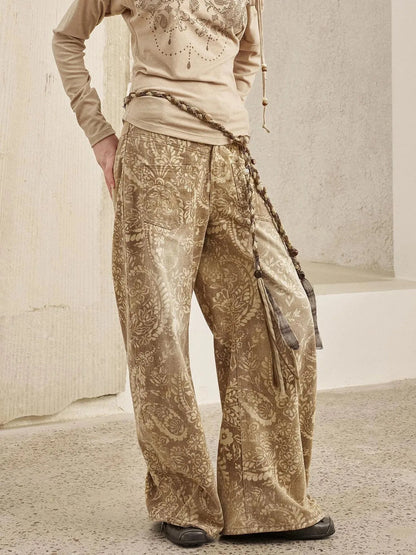 Vintage Paisley Washed Straight Leg Jeans