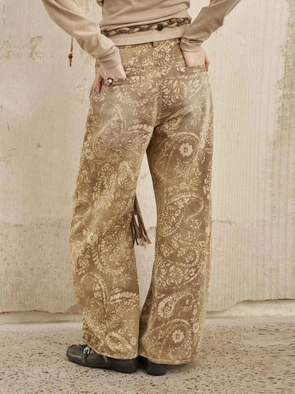 Vintage Paisley Washed Straight Leg Jeans