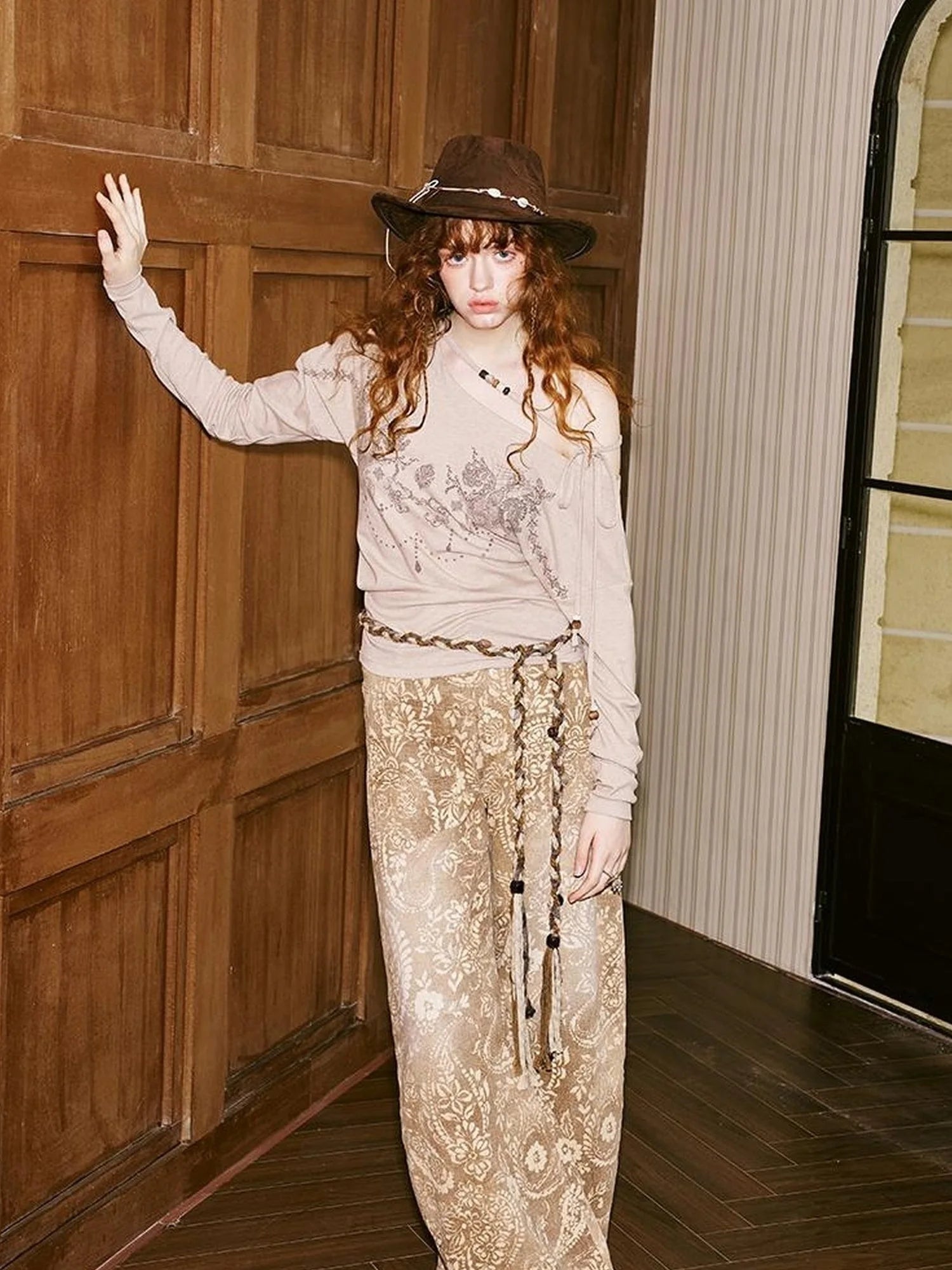 Vintage Paisley Washed Straight Leg Jeans