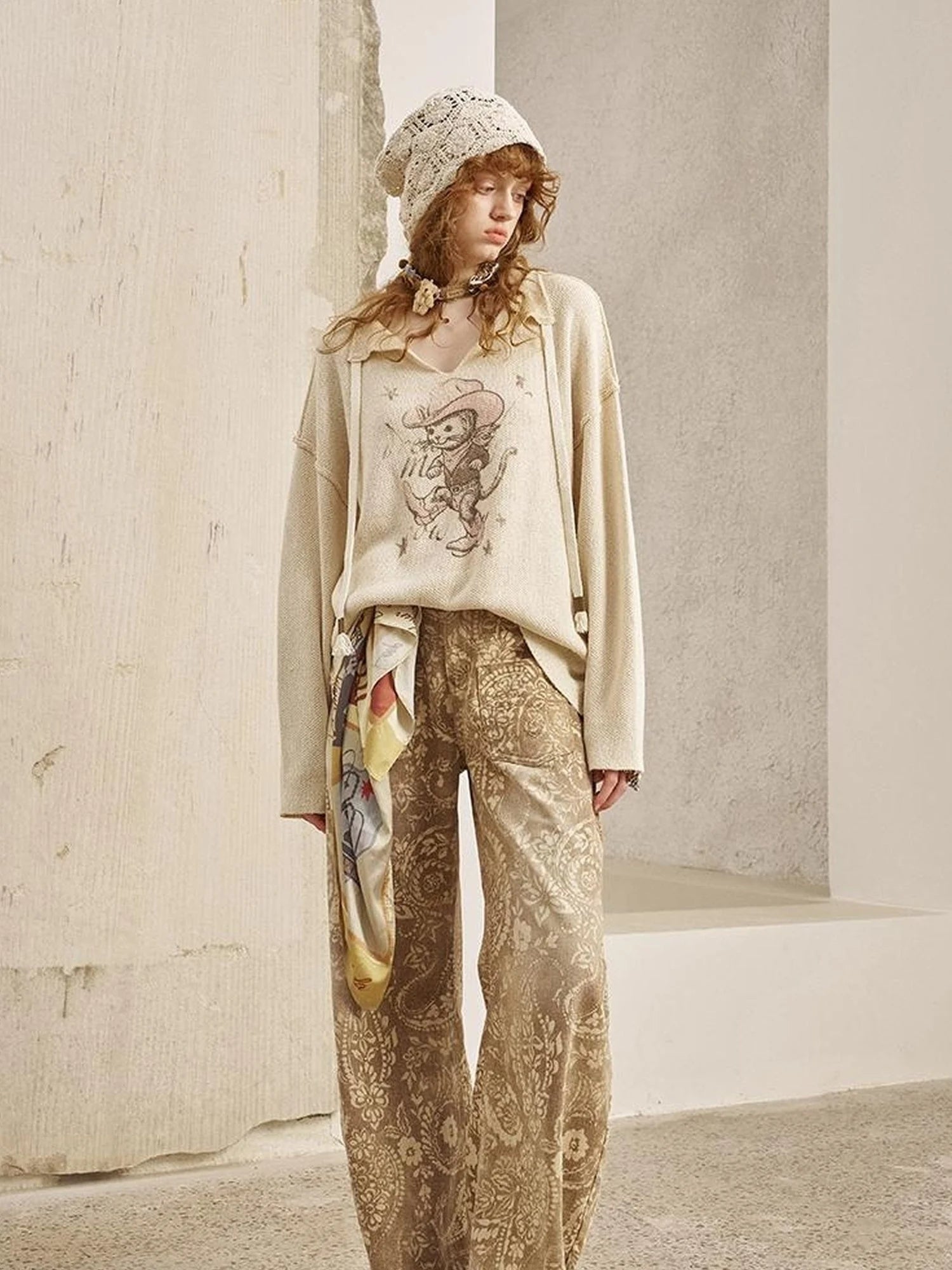 Vintage Paisley Washed Straight Leg Jeans