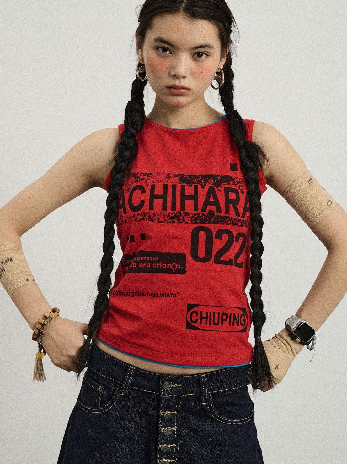 Achihara Vintage Pixel Print Summer Women S Cotton Knit Vest