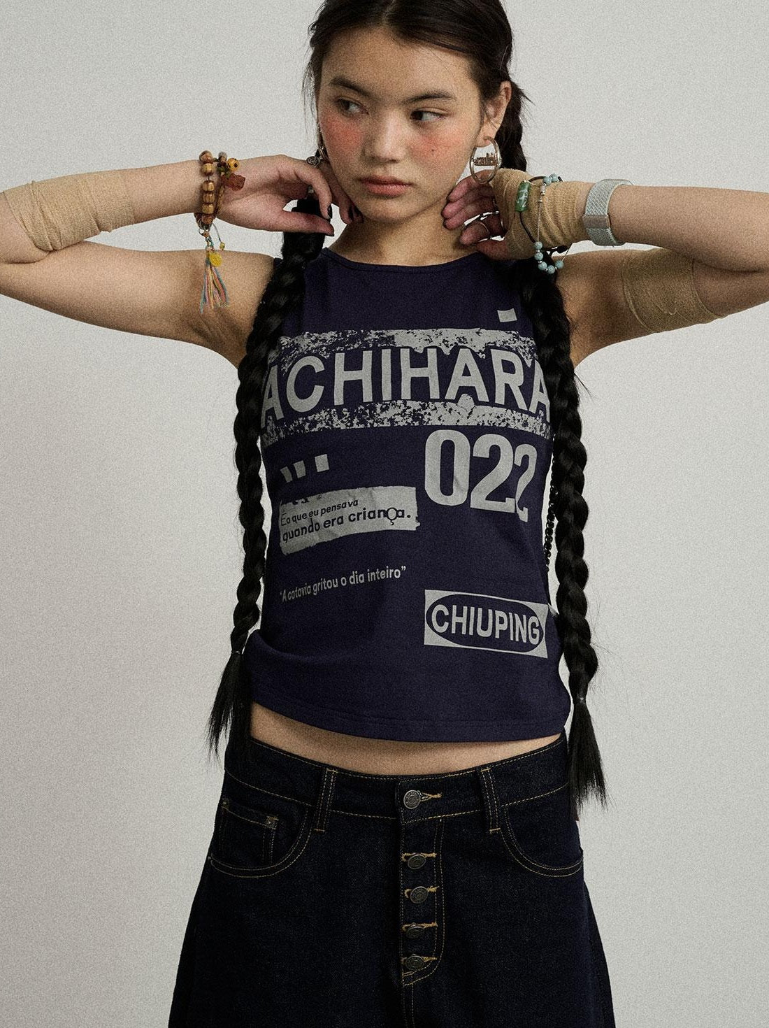 Achihara Vintage Pixel Print Summer Women S Cotton Knit Vest