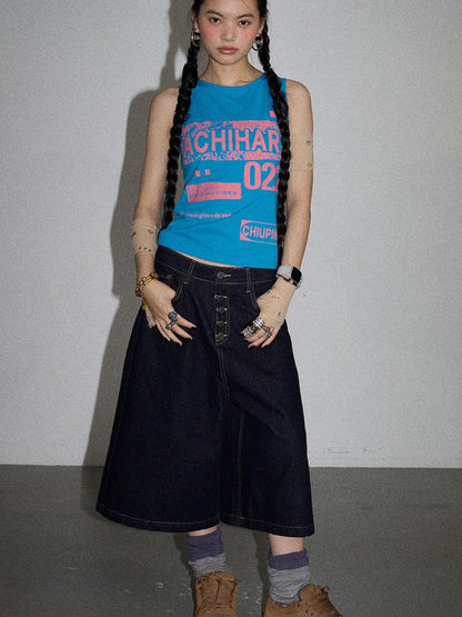 Achihara Vintage Pixel Print Summer Women S Cotton Knit Vest