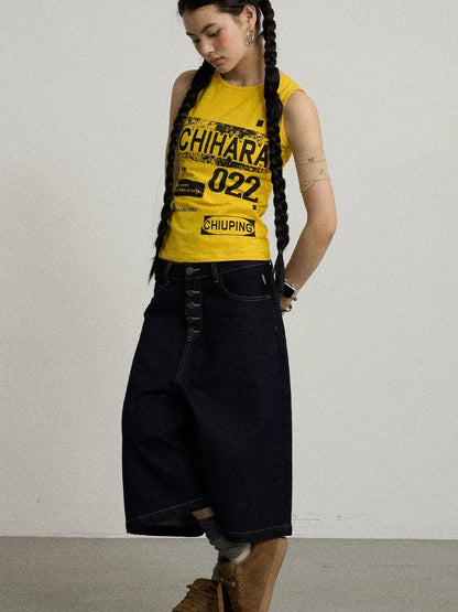 Achihara Vintage Pixel Print Summer Women S Cotton Knit Vest