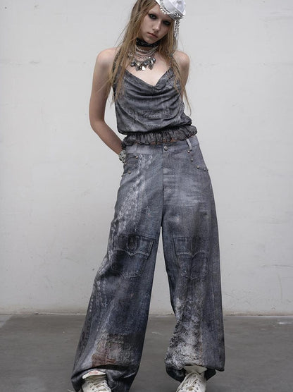 NO ROMANCE Vintage Plaid Mesh Halter Top Slim Fit Blouse