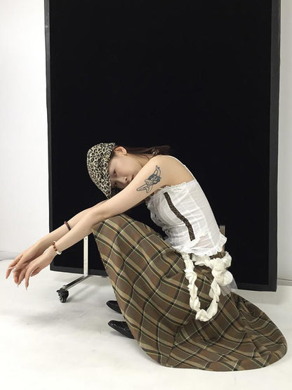 Vintage Plaid Pleated Skirt Short JK Skirts