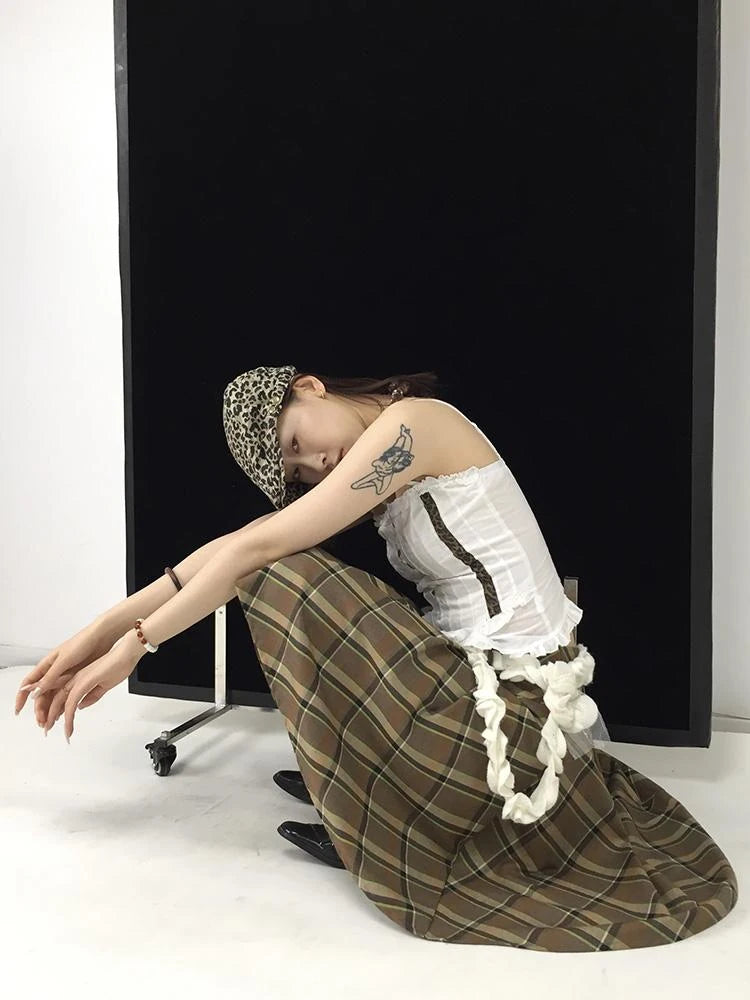 Vintage Plaid Pleated Skirt Short Jk Skirts