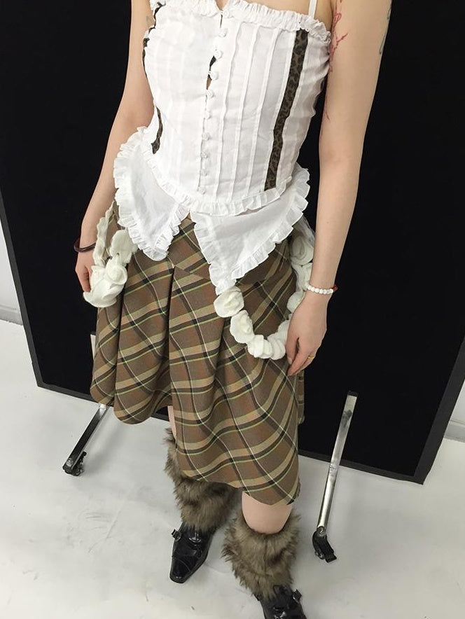 Vintage Plaid Pleated Skirt Short JK Skirts