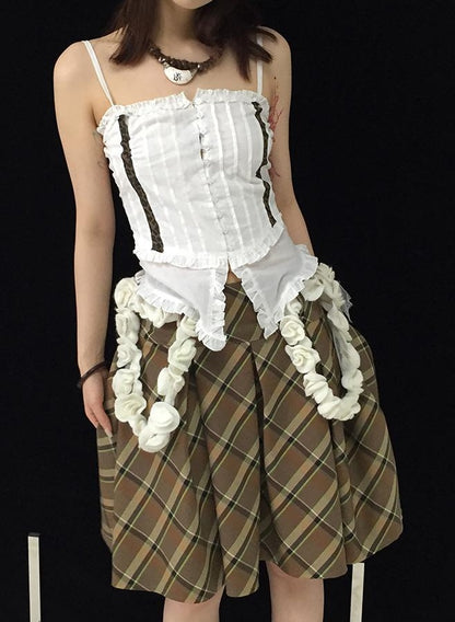 Vintage Plaid Pleated Skirt Short JK Skirts