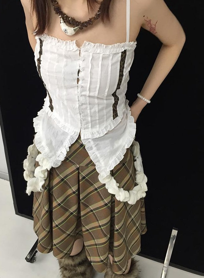 Vintage Plaid Pleated Skirt Short JK Skirts