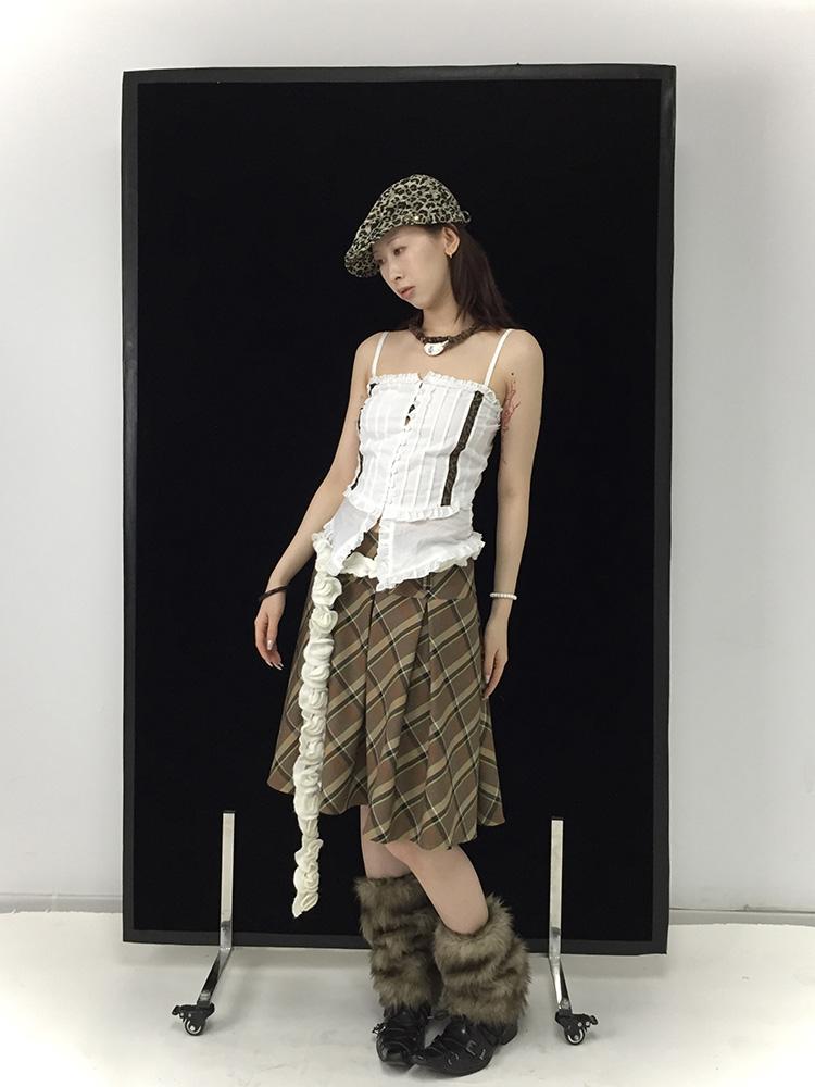 Vintage Plaid Pleated Skirt Short JK Skirts