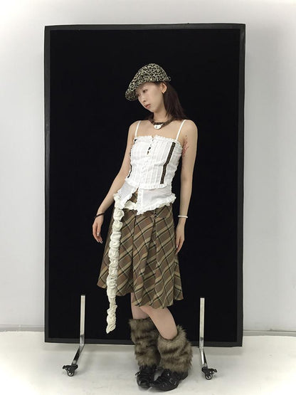 Vintage Plaid Pleated Skirt Short JK Skirts