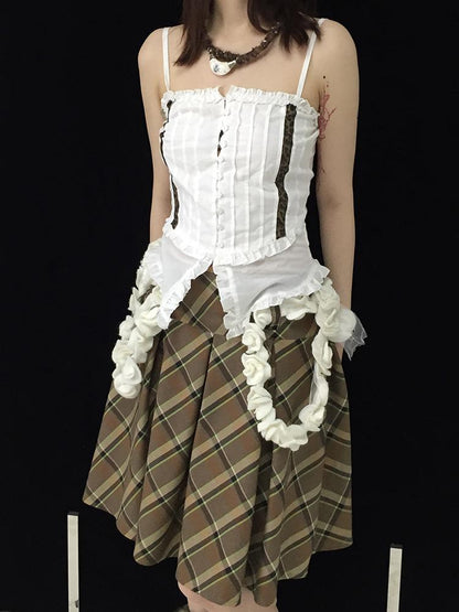 Vintage Plaid Pleated Skirt Short JK Skirts