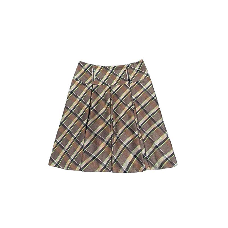 Vintage Plaid Pleated Skirt Short JK Skirts