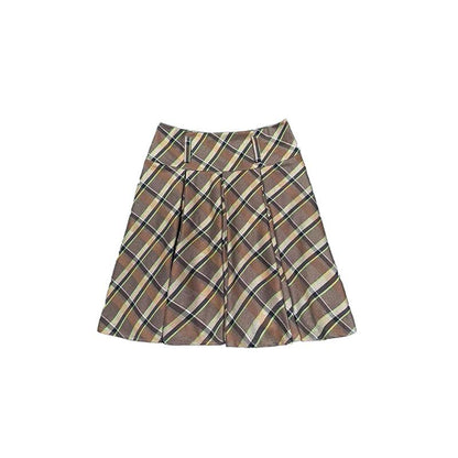 Vintage Plaid Pleated Skirt Short JK Skirts