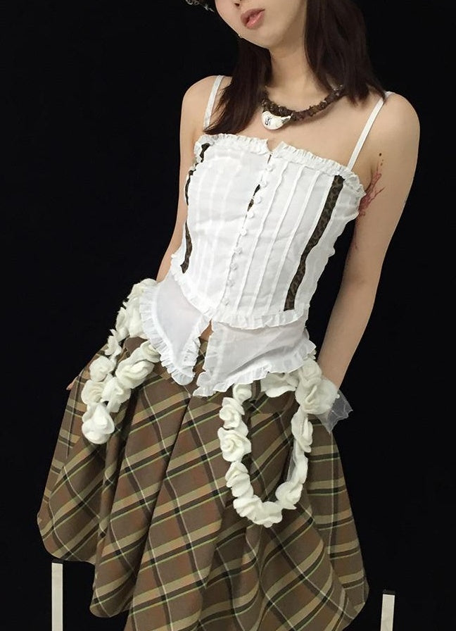 Vintage Plaid Pleated Skirt Short JK Skirts