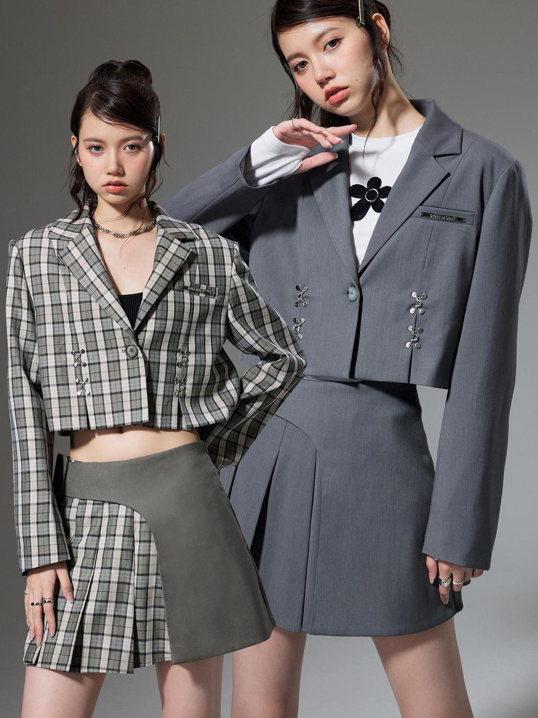 DIDDI MODA Vintage Plaid Schoolgirl Blazer Set