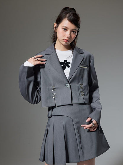 DIDDI MODA Vintage Plaid Schoolgirl Blazer Set