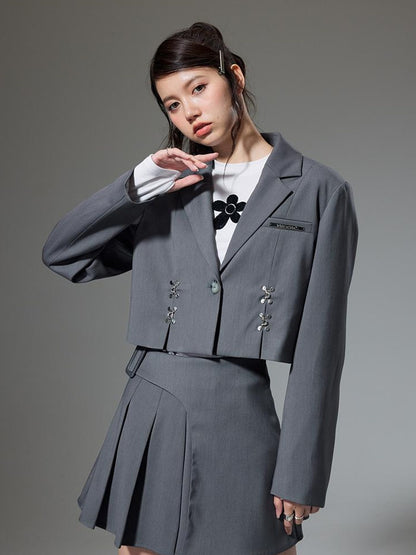 DIDDI MODA Vintage Plaid Schoolgirl Blazer Set