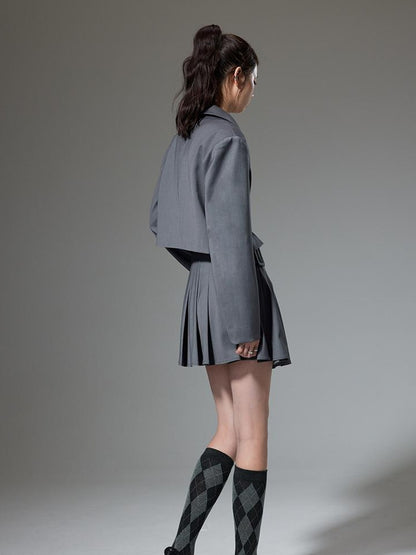 DIDDI MODA Vintage Plaid Schoolgirl Blazer Set