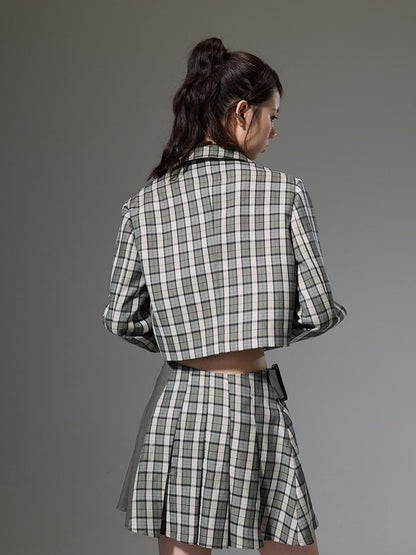 DIDDI MODA Vintage Plaid Schoolgirl Blazer Set