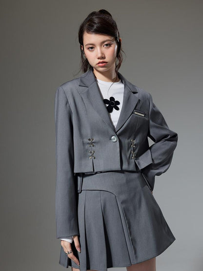 DIDDI MODA Vintage Plaid Schoolgirl Blazer Set