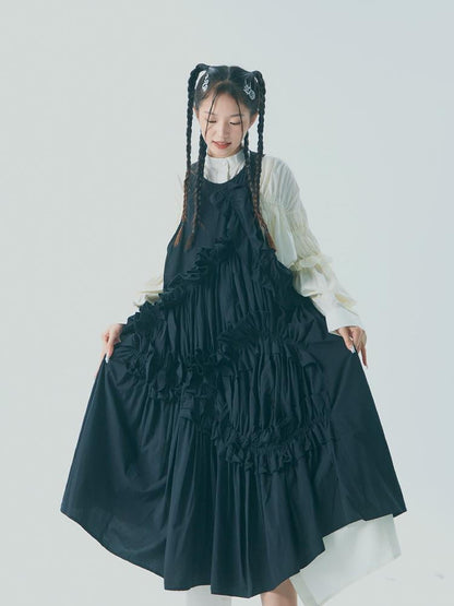 Sweet Mi Vintage Pleated Cotton Shirt Gown Set