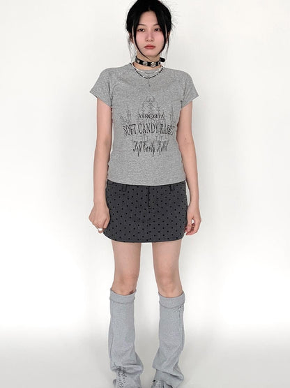 Vintage Print Slim Fit Raglan T-shirt