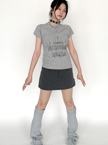 Vintage Print Slim Fit Raglan T-shirt
