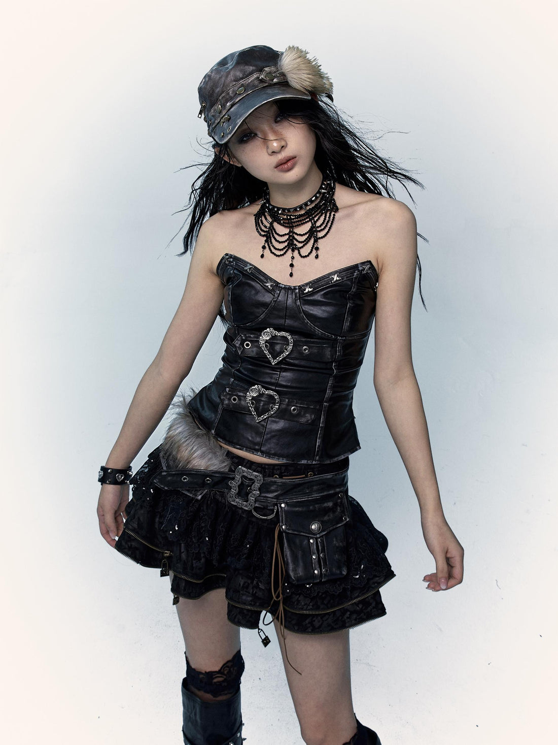 Vintage Punk Bustier Corset Top Leather Bralette