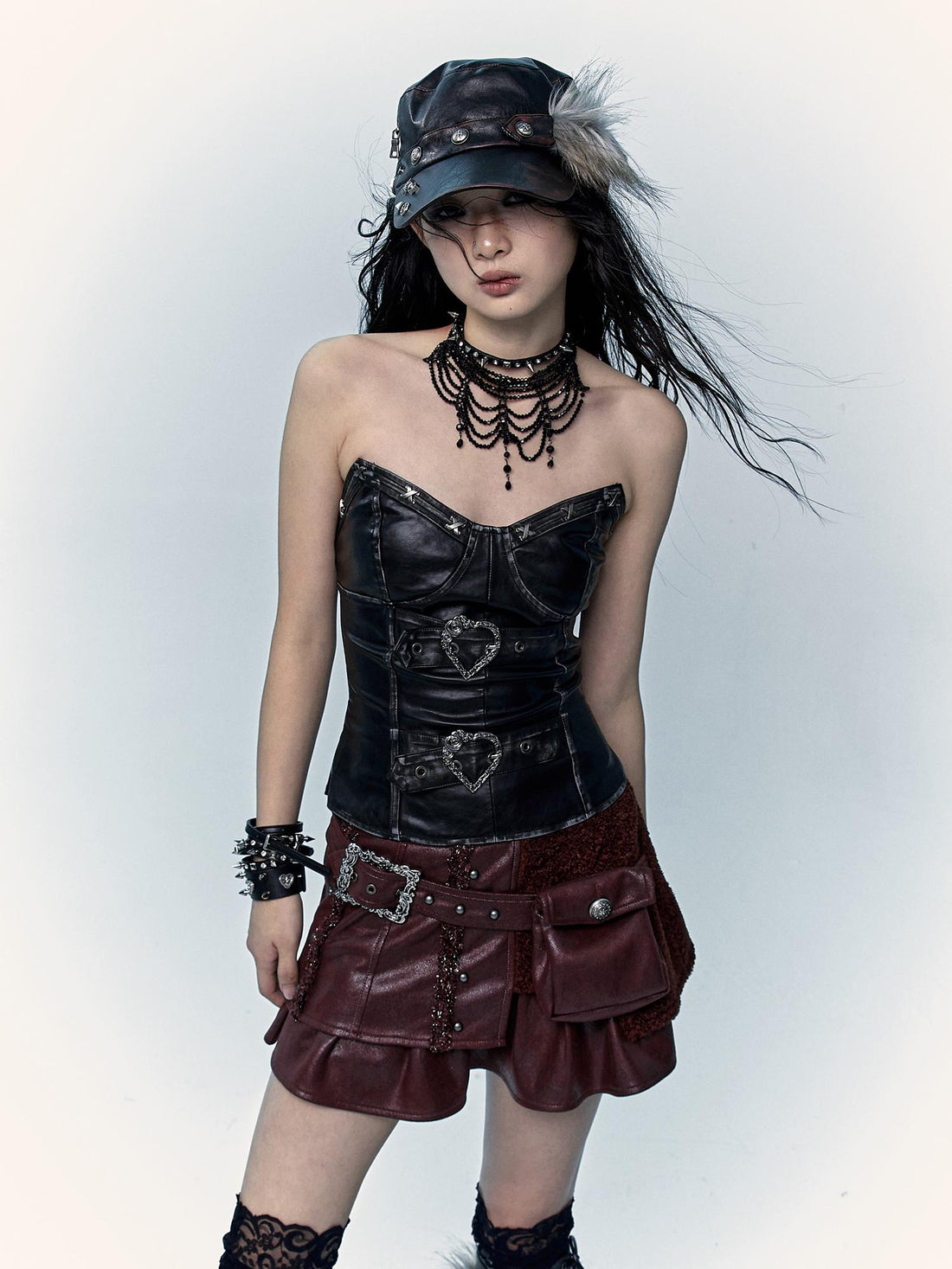 Vintage Punk Bustier Corset Top Leather Bralette
