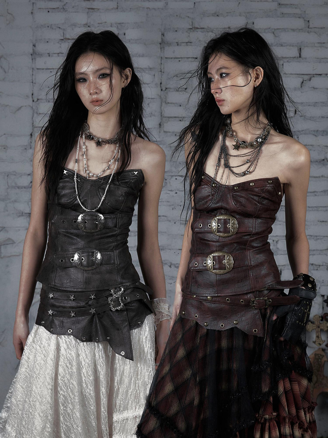 NO ROMANCE Vintage Punk Corset Top For Women Slim Fit Leather Bustier